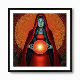 Red Hooded Woman Art Print