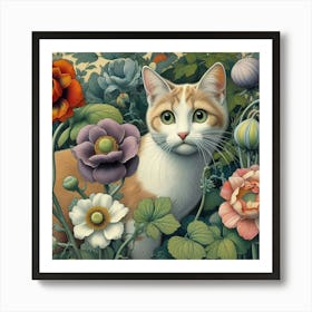 Cat In The Garden 1 Art Print