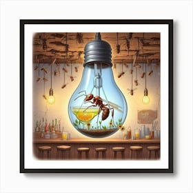 Ant In A Light Bulb Art Print