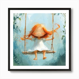 Little Girl On Swing 1 Art Print