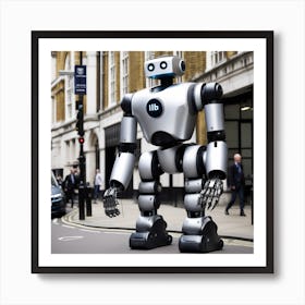 Robot On The Street Art Print