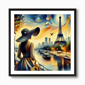 Abstract Art French woman in Paris 2 Art Print