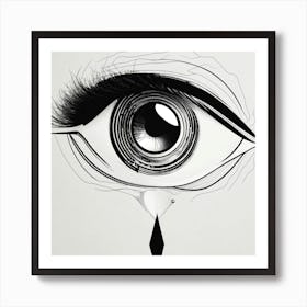 Teardrop Eye Black And White Abstract Art Art Print