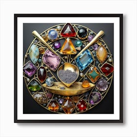 Logo made of gemstones extracted with a tablespoon. 4 Art Print