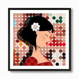 Asian Girl With Flower Art Print