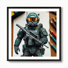 Soldier Coloring Art Print
