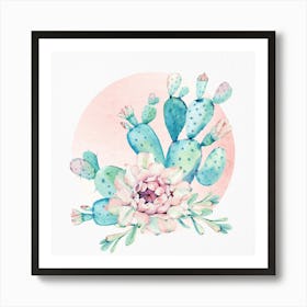 Cactus Sunset - Boho Watercolor Summer Art Print