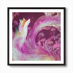 Enchanted Spirit Fox Pink Art Print