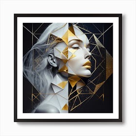 Abstract Geometric Portrait Of A Woman Art Print