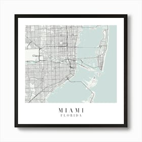 Miami Florida Street Map Minimal Color Square Art Print