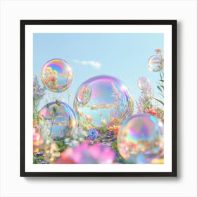 3D Crystal Balls in the Sky Art Print