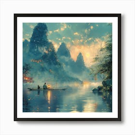 A fisherman does not reveal that he has caught a fish until he brings it to shore Art Print