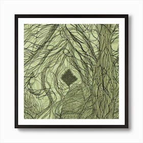 Design Mountain Art With Trees And Water Art Print