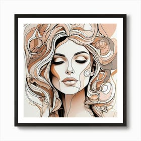 Line art Of A Woman 3 Art Print