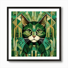 Green Cat Art Print