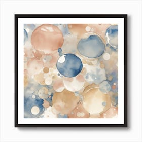 Watercolour style bubbles texture, neutral Art Print