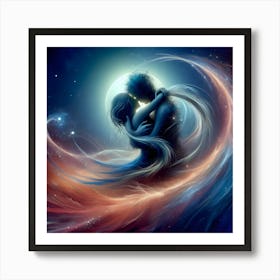 couple - Moon And The Stars Art Print