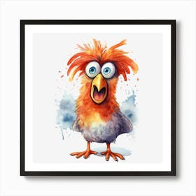 funny chicken colorful Art Print