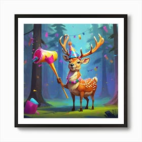 Deer In The Forest 23 Art Print