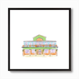 Covent Garden Market Building Illustration Square Art Print