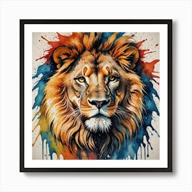 Water Colored Wall Painting Of A Lion Water Color Spray 32k Resolution 3322968385 Poster