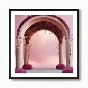 Archway With Pink Flowers Art Print