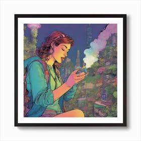 Girl Smoking A Cigarette Art Print