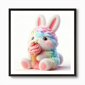 Bunny With Ice Cream 1 Art Print