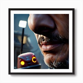 Man With A Robot Art Print