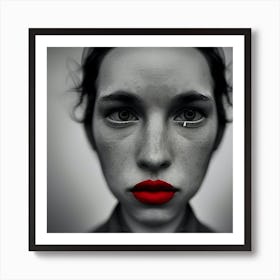 Portrait Of A Woman With Red Lipstick Art Print