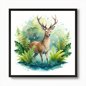 Deer In The Forest Art Print