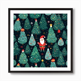 Christmas Tree Seamless Pattern Art Print