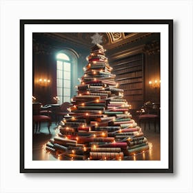 Books Christmas Tree Póster