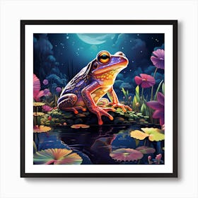 Colourful Frog At Night 1 Art Print