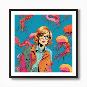 Girl With Jellyfish Art Print