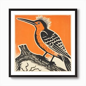 Retro Bird Lithograph Hoopoe 2 Art Print