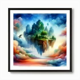 Islands In The Sky (In Watercolour) Style C Art Print