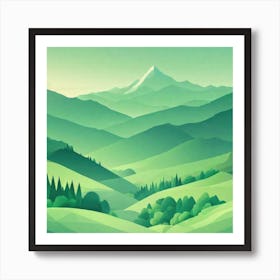 Misty mountains background in green tone 197 Art Print