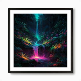 Waterfall In The Jungle 35 Art Print