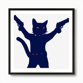 Cat With Guns Art Print