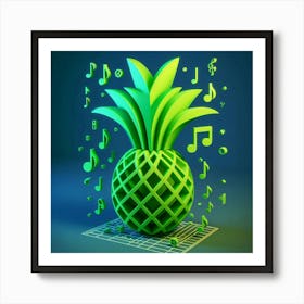 Pineapple With Music Notes 2 Art Print