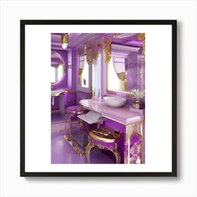 Purple And Gold Bathroom Poster