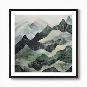 Japanese Watercolour Of Mount Haguro 4 Art Print