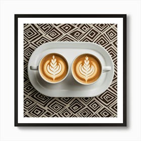 Two Coffee Cups On A Plate Art Print