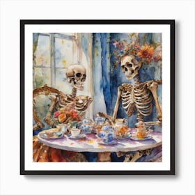 Skeleton Tea Party Art Print