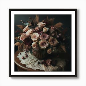 Roses In A Vase 3 Art Print