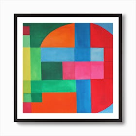 Watercolor Abstract Painting, Vibrant Geometric Color Art, Modern Contemporary, Pastel, Pop of Colors, Retro Vibe Art Print