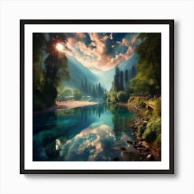 River In The Mountains Art Print