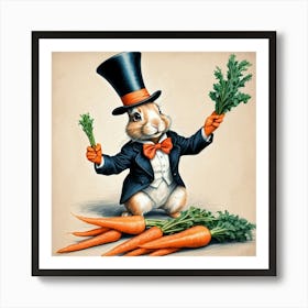 Rabbit With Carrots 32 Art Print