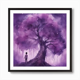 Tree Of Life , watercolor style purple Art Print